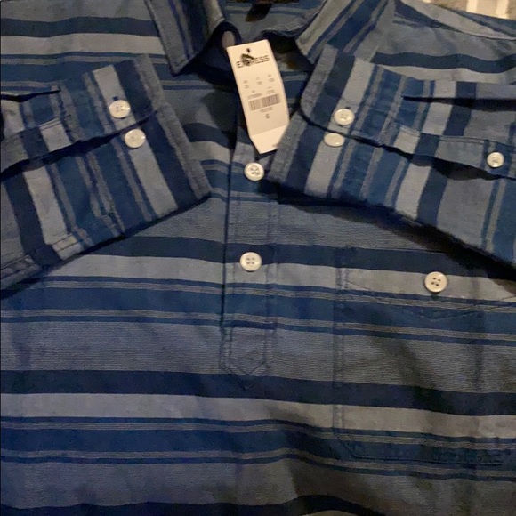 Express Men’s Size S Blue Multicolor Popover LS - Picture 5 of 6
